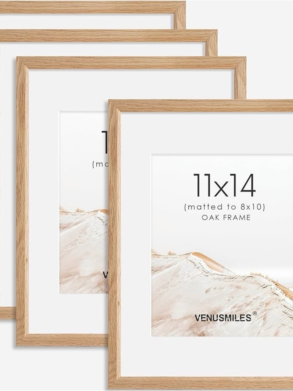 11x14 Picture Frame Set of 4 Natural Solid Oak Handcrafted Frame 
 HD Plexiglass